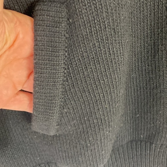 Theory black wool fox collar long sweater cardigan jacket large - Picture 3 of 8